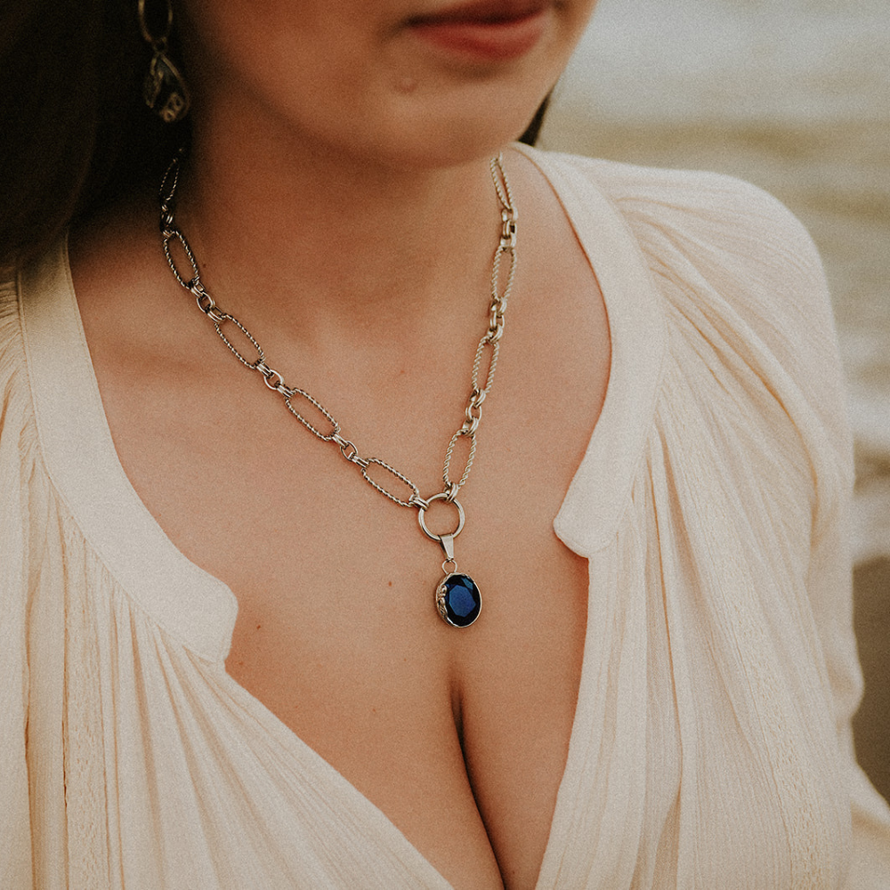 Haunted ocean tides blue stone necklace
