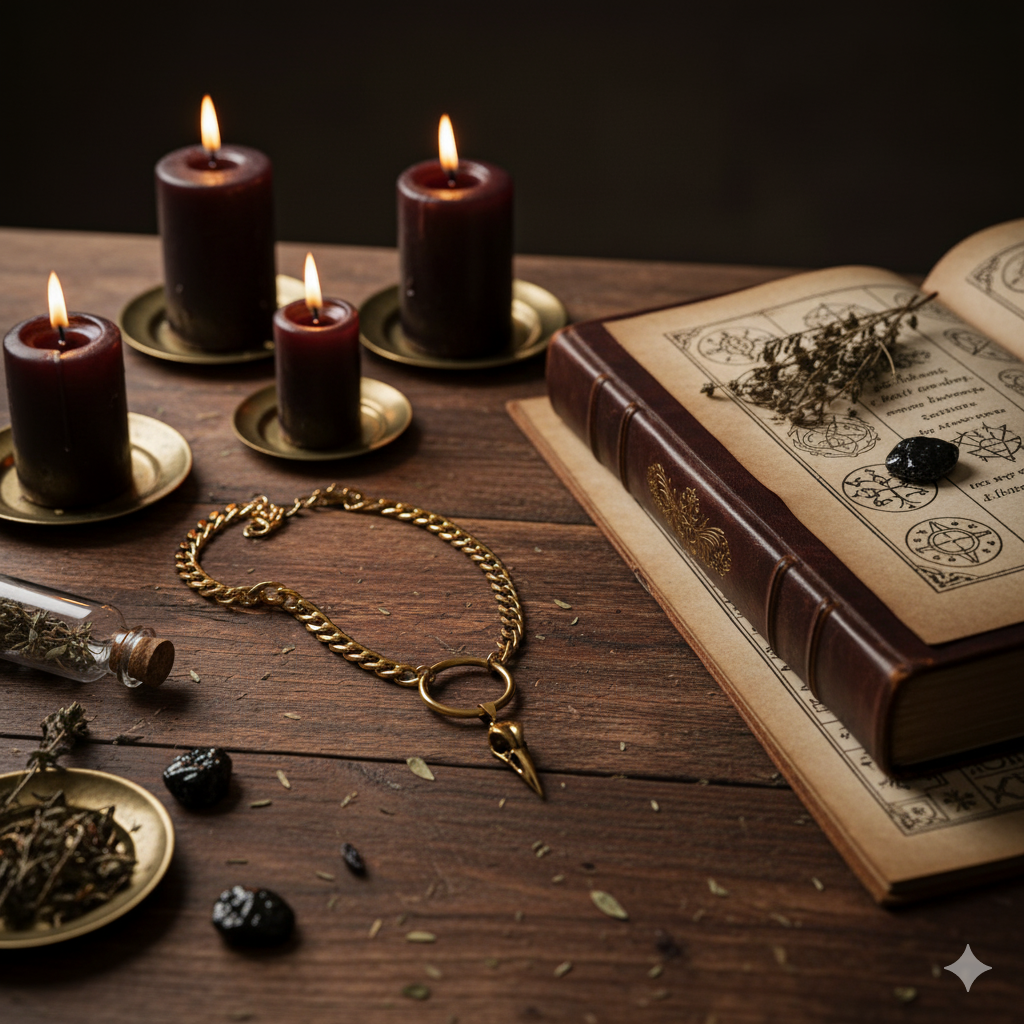 Killer Raven Skull Necklace in Gold